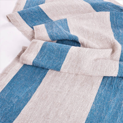 Ocean blue natur  - sack weave - linen fabric - Tuscany - 041A