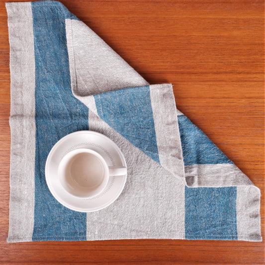 Natur - ocean blue - striped napkin - Tuscany