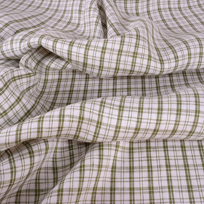 White green checkered linen fabric - 9963P