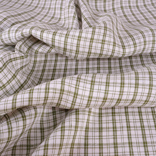 White green checkered linen fabric - 9963P