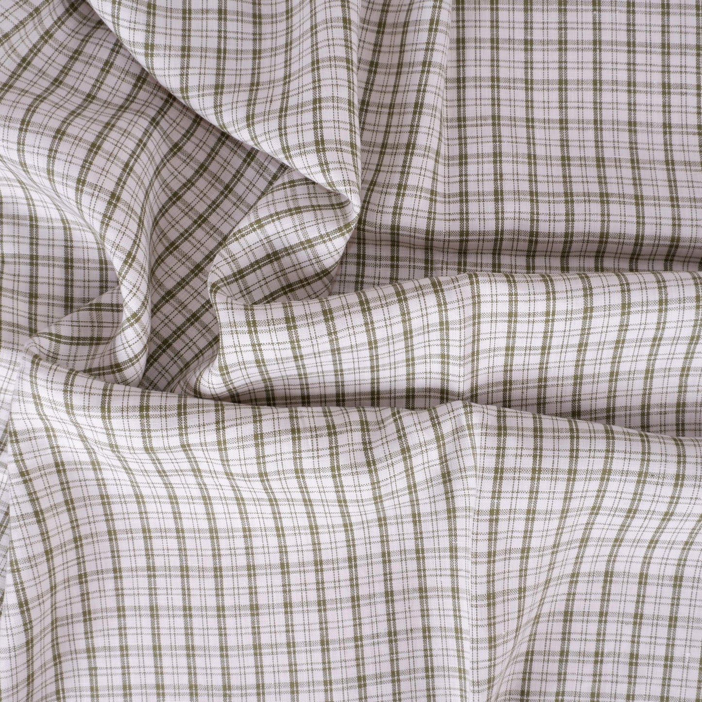 White green checkered linen fabric - 9963P