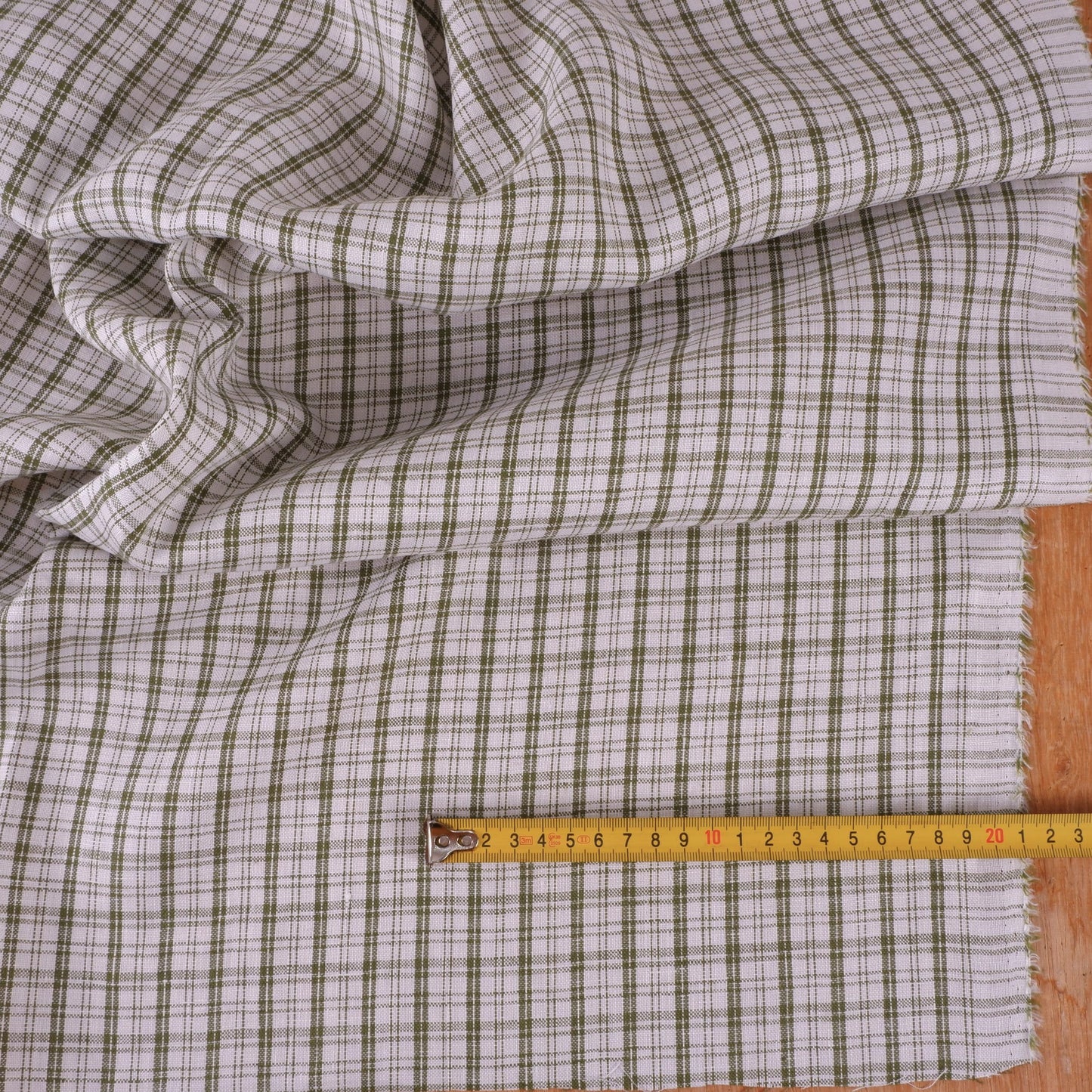 White green checkered linen fabric - 9963P