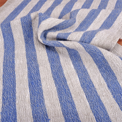 Natur - blue stripes - sack weave - linen fabric - French stripes - 043A