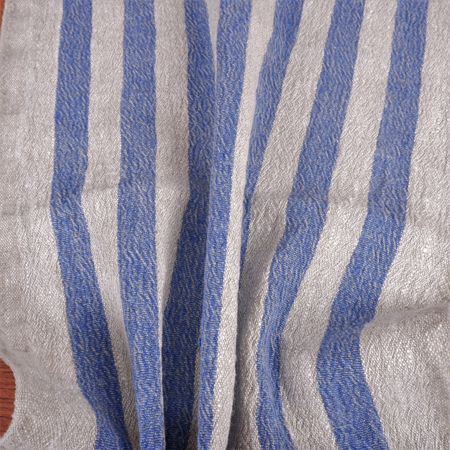 Natur - blue stripes - sack weave - linen fabric - French stripes - 043A