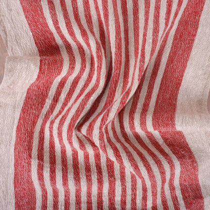 Natur - red wine stripes - sack weave - linen fabric - Provence - 044A