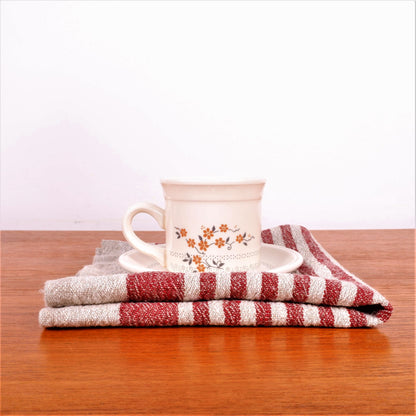 Natur - red wine - striped linen napkin - Provence