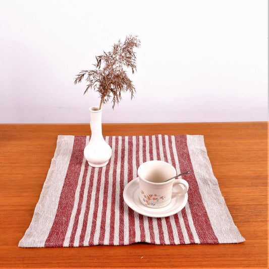 Natur - red wine - striped linen napkin - Provence