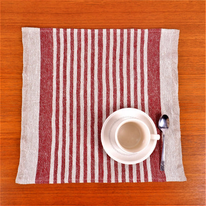 Natur - red wine - striped linen napkin - Provence
