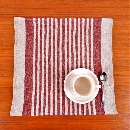 Natur - red wine - striped linen napkin - Provence