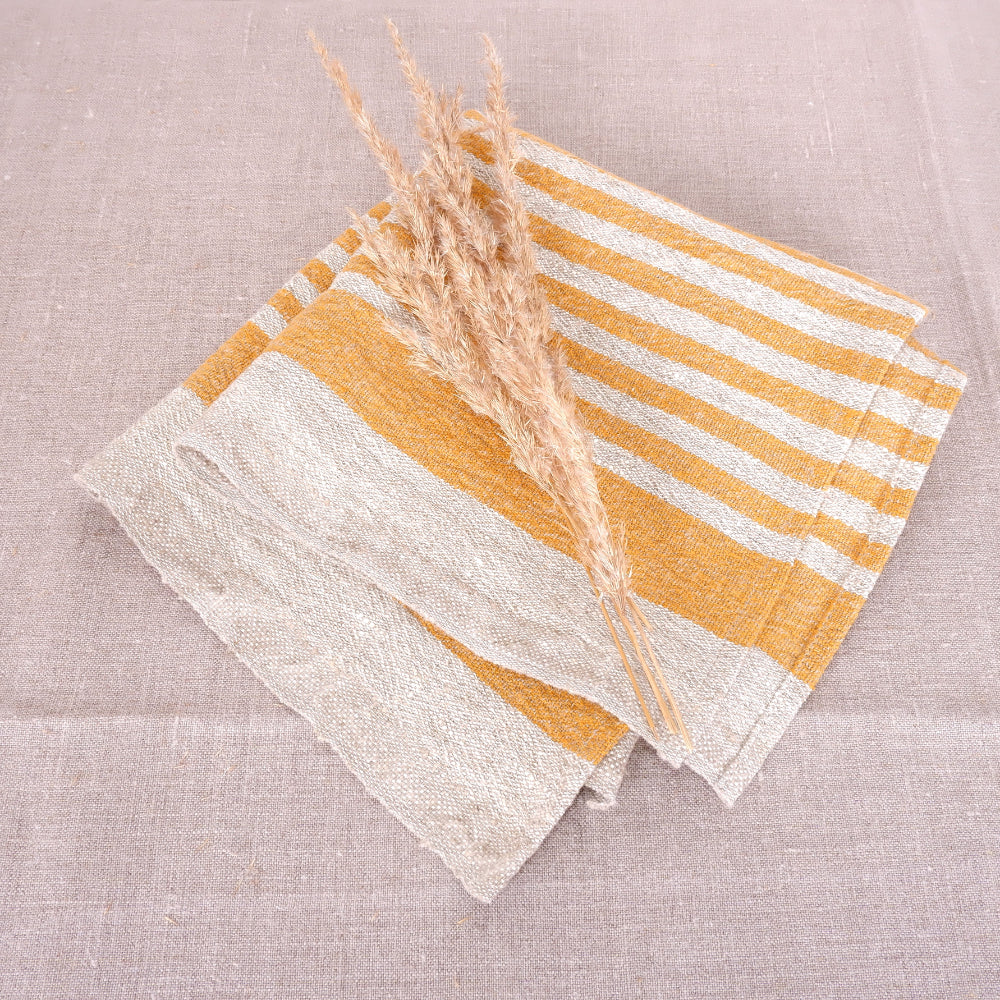 Natur - red wine - striped linen napkin - Provence