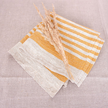 Natur - red wine - striped linen napkin - Provence
