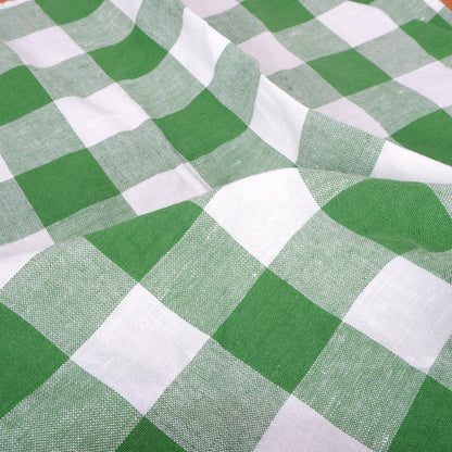 Classic - white green check - linen fabric - 127L