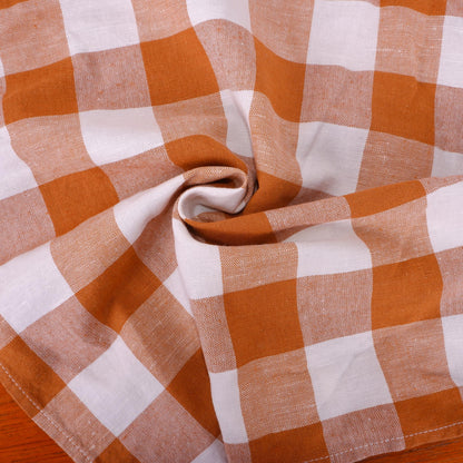 Classic - white brown check - linen fabric - 128L