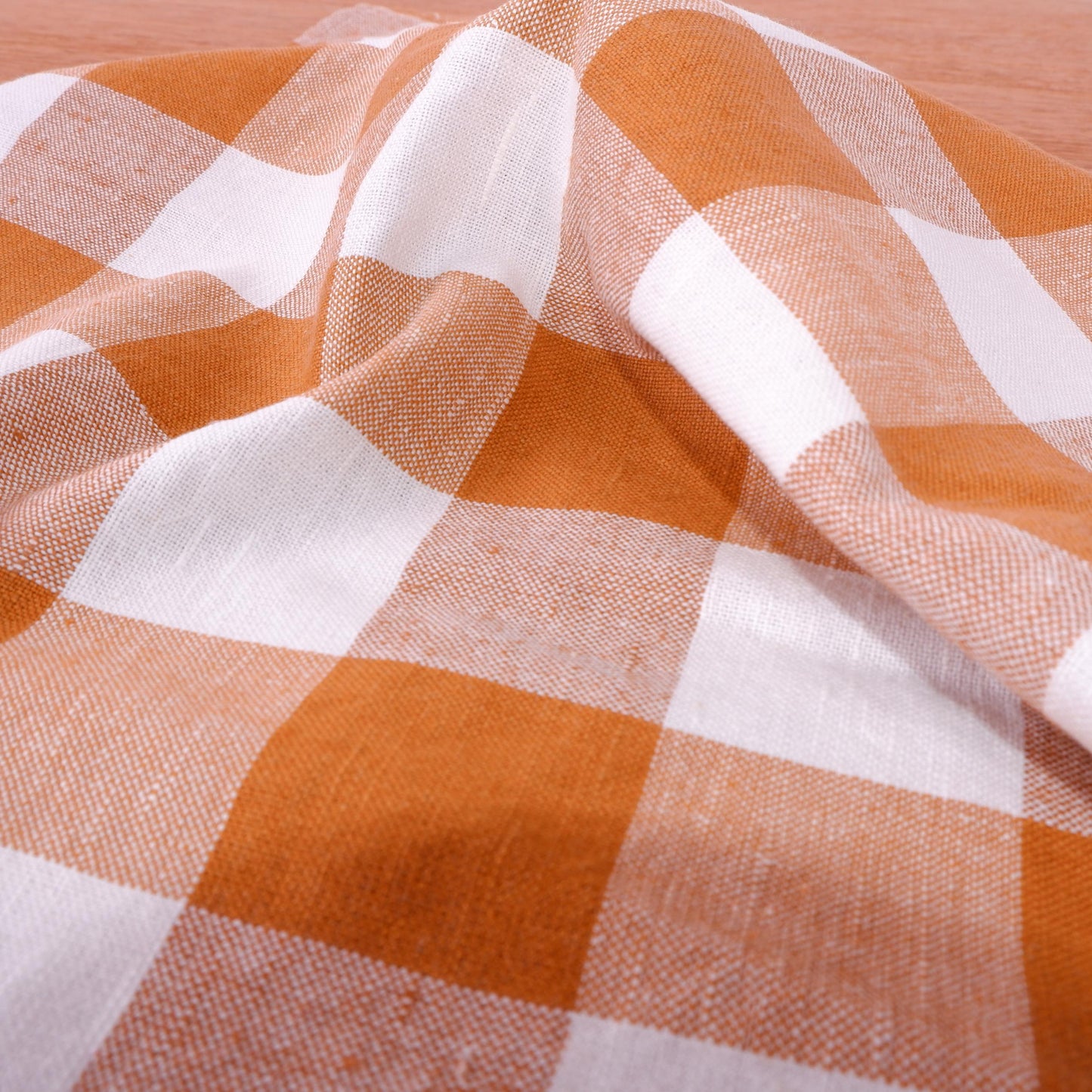 Classic - white brown check - linen fabric - 128L