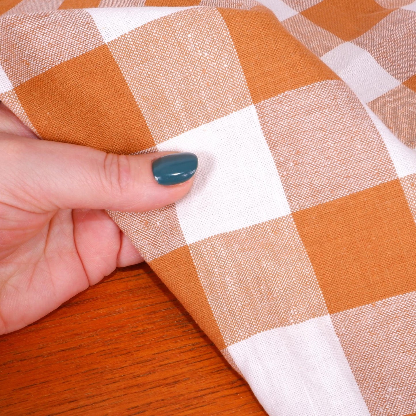 Classic - white brown check - linen fabric - 128L