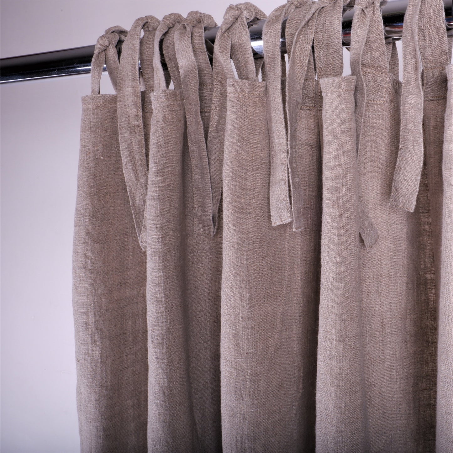 Colour-block linen curtains - with ties