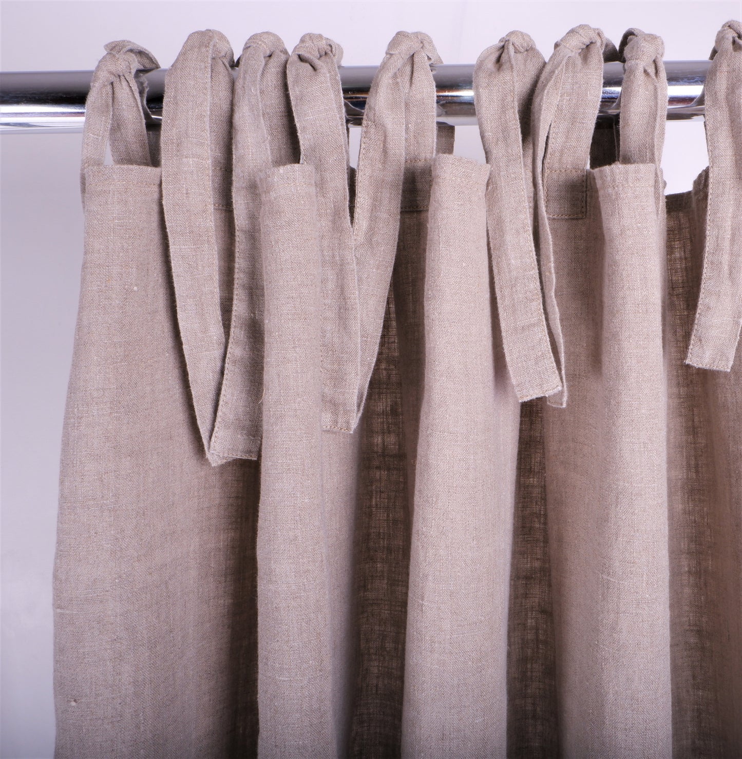 Colour-block linen curtains - with ties