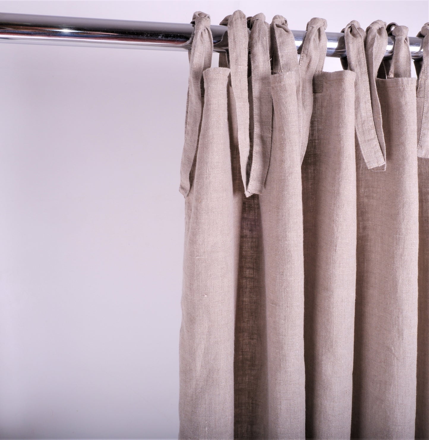 Colour-block linen curtains - with ties