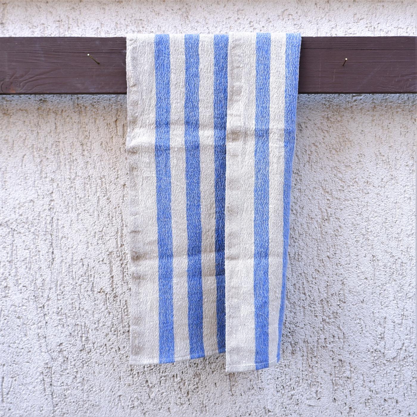 Blue stripes - Kitchen towel - stone washed