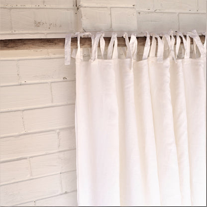 WIDE linen curtains - White with ties