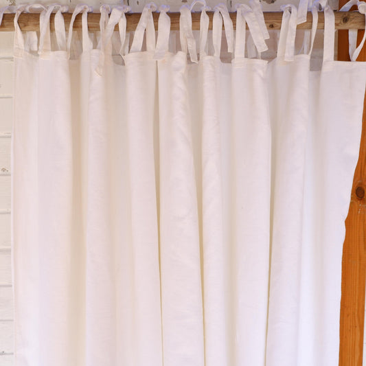WIDE linen curtains - White with ties