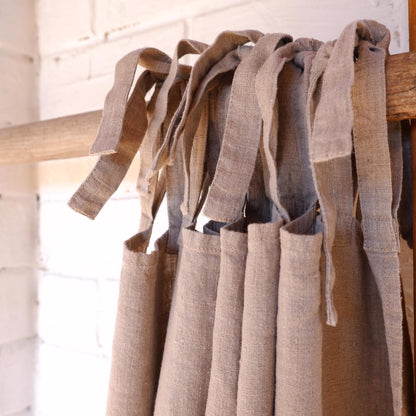 Natural linen curtain - with ties