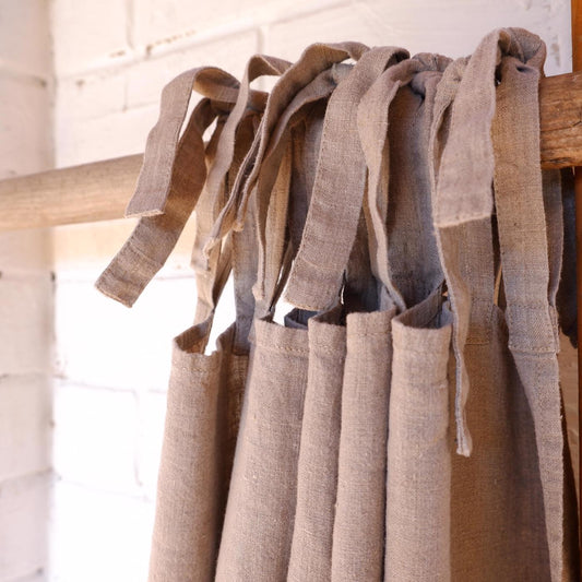 Natural linen curtain - with ties