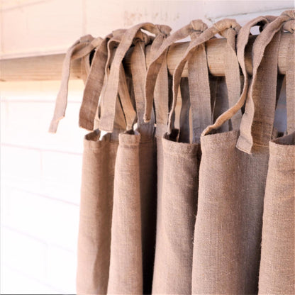 Natural linen curtain - with ties