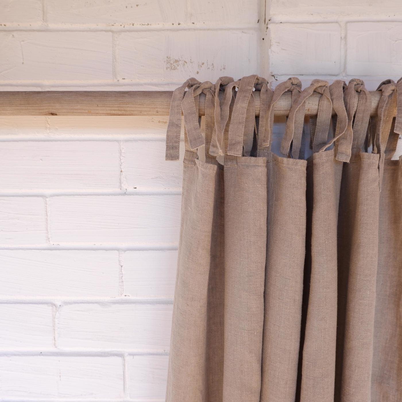 Natural linen curtain - with ties