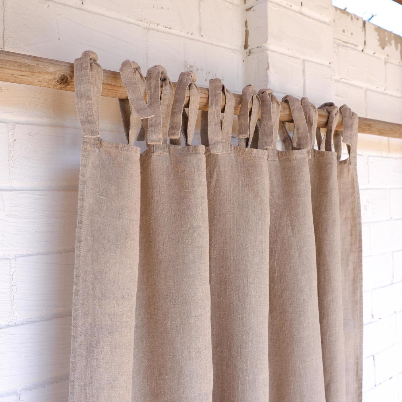 Natural linen curtain - with ties