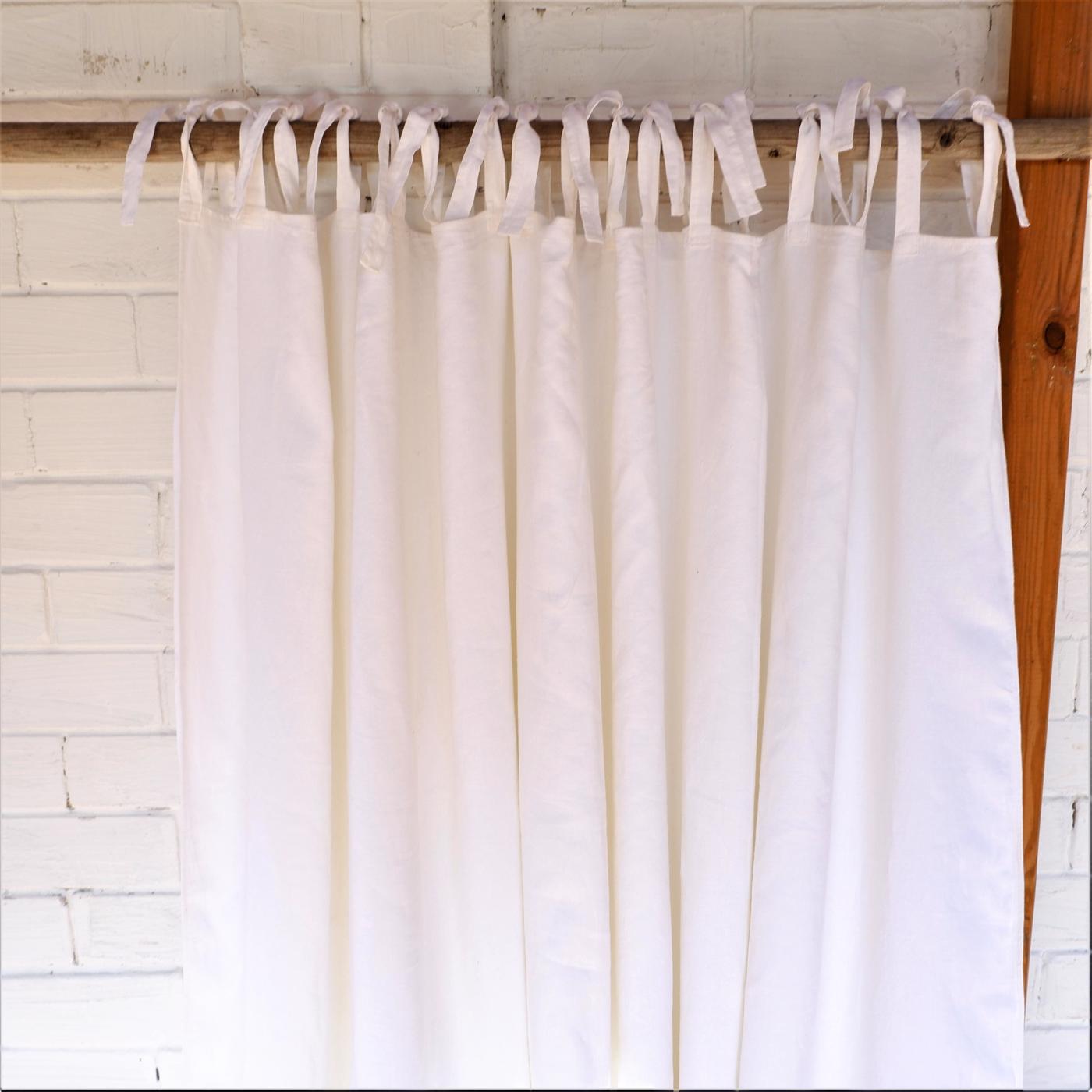 WIDE LINED curtains - White linen curtains with cotton lining - tie top - WIDE