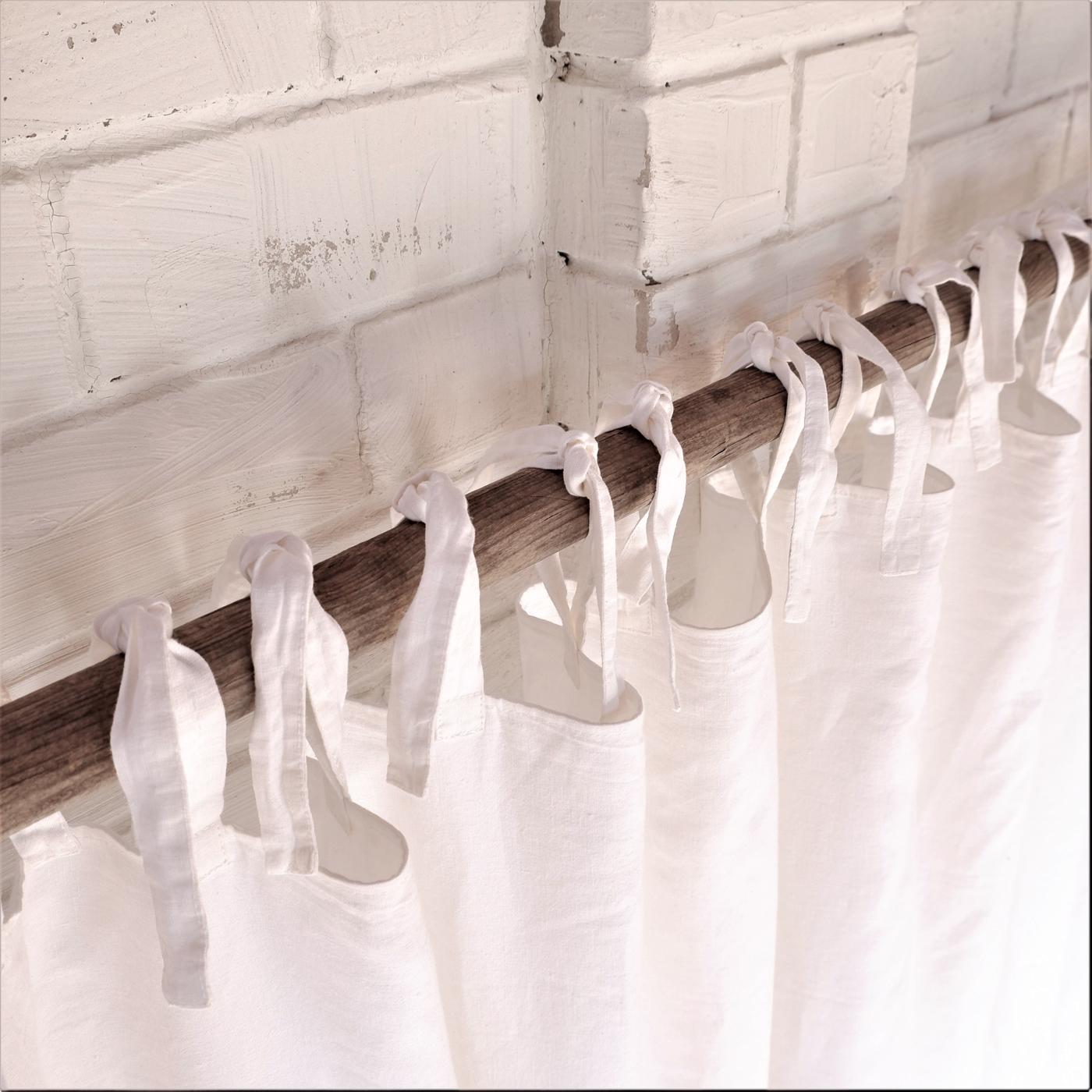 LINED curtains  - White linen curtains with cotton lining - tie top