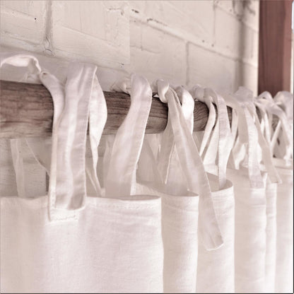 LINED curtains  - White linen curtains with cotton lining - tie top