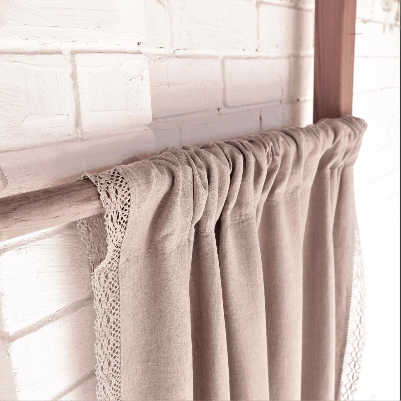 Lace linen curtains - Natural with rod pocket