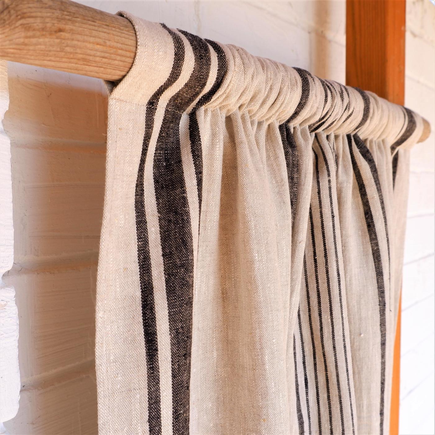 Linen curtains - with rod pocket - Village black