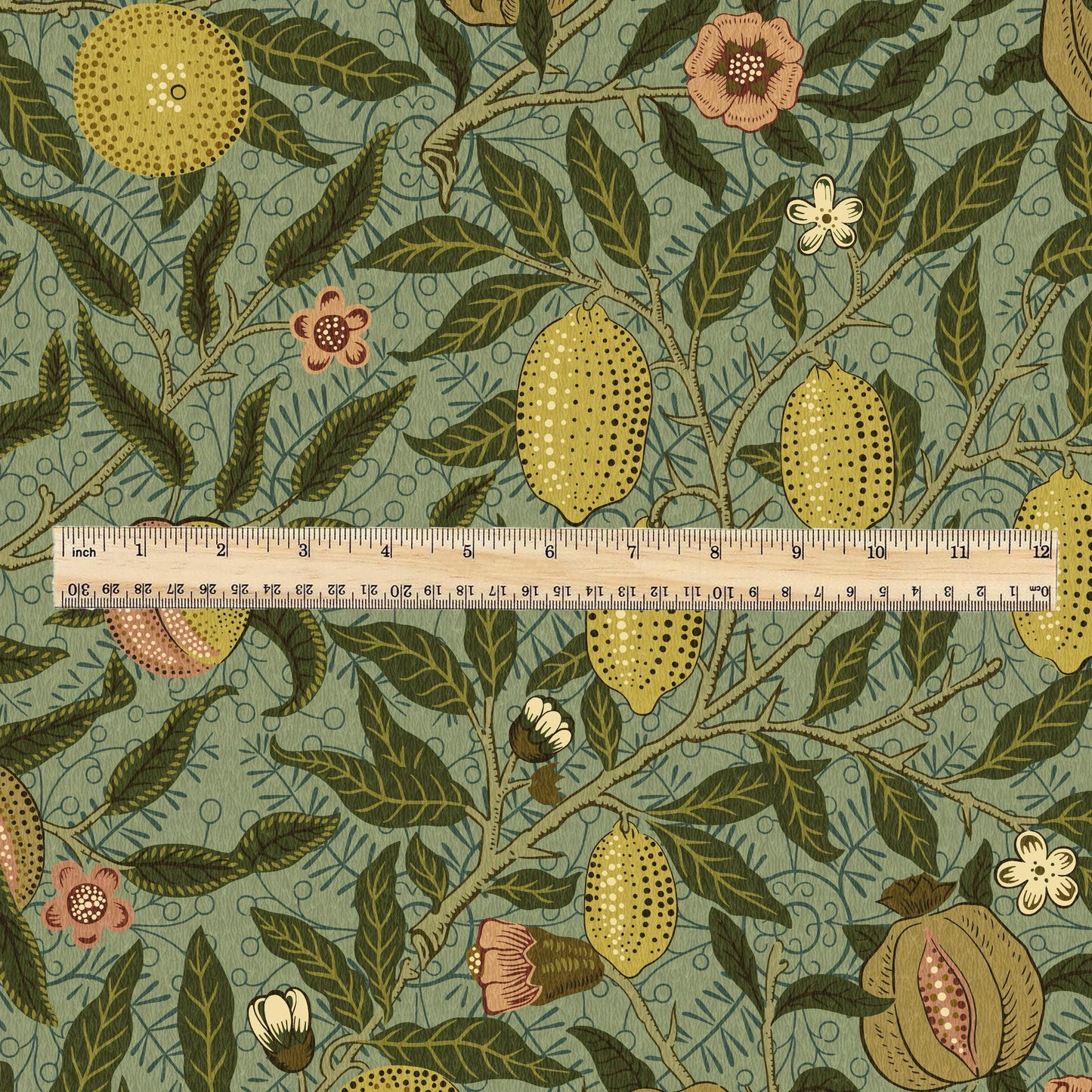 William Morris Fruits 100% LINEN Fabric - British linen floral upholstery - lemon Pomegranate home textile Victorian fabrics 3188
