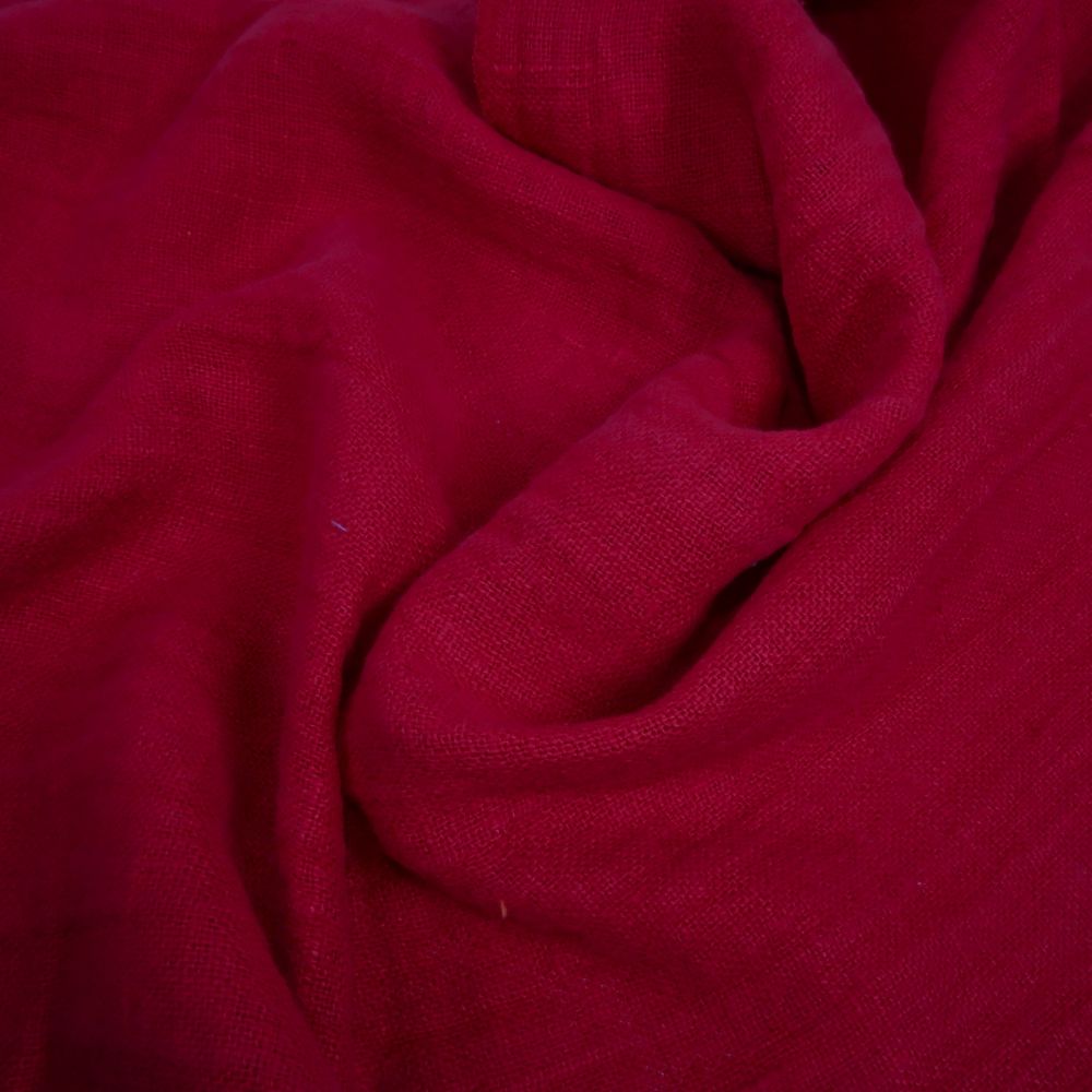 Fluffy  linen fabric - Berry red - 6560SH