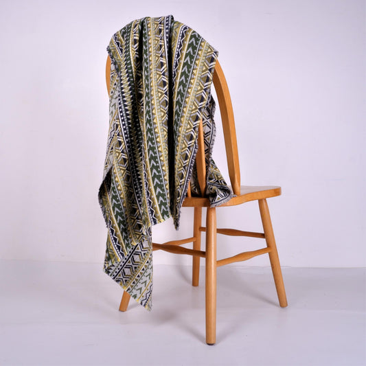 Green and yellow linen blanket - ETNO