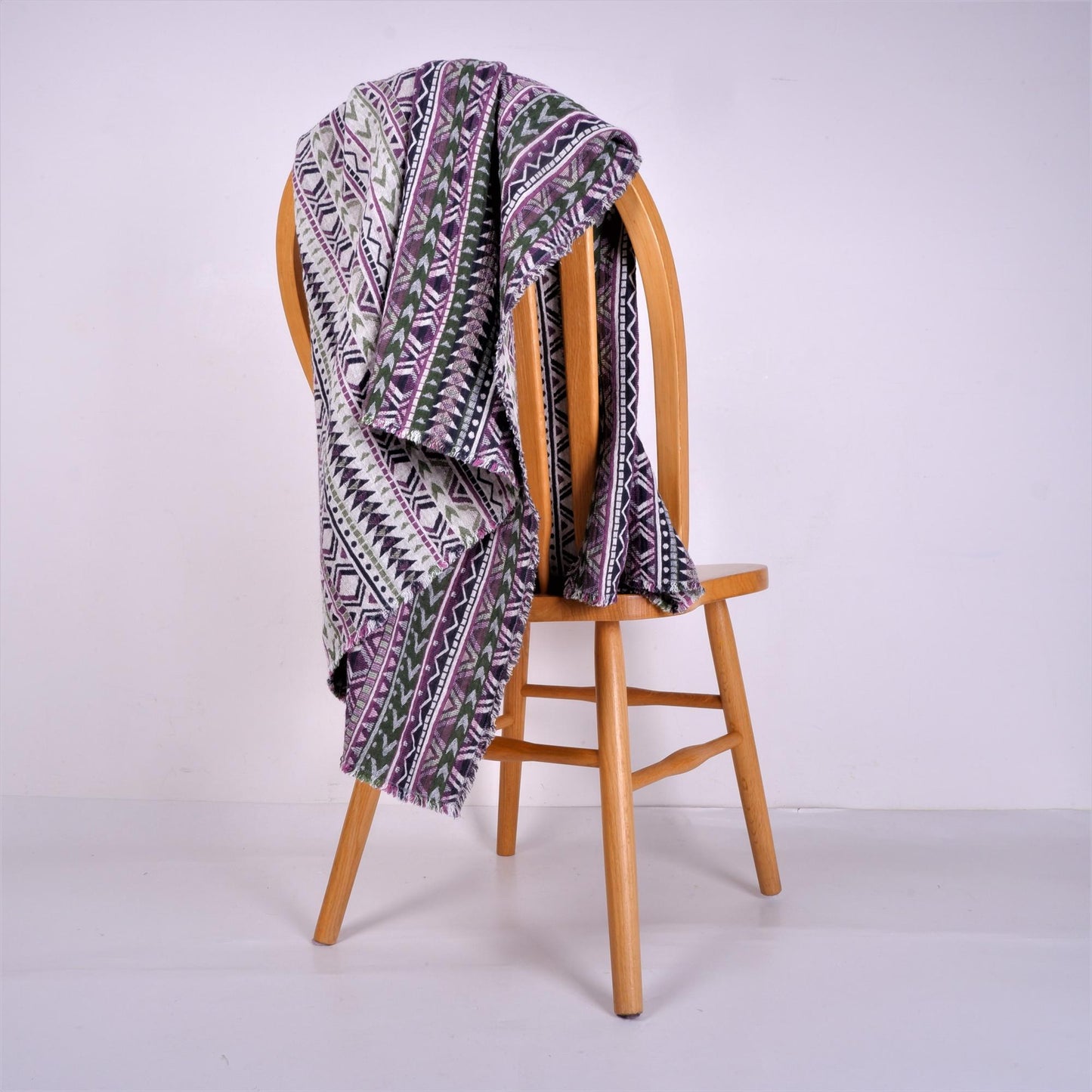 Purple and green linen blanket - ETNO