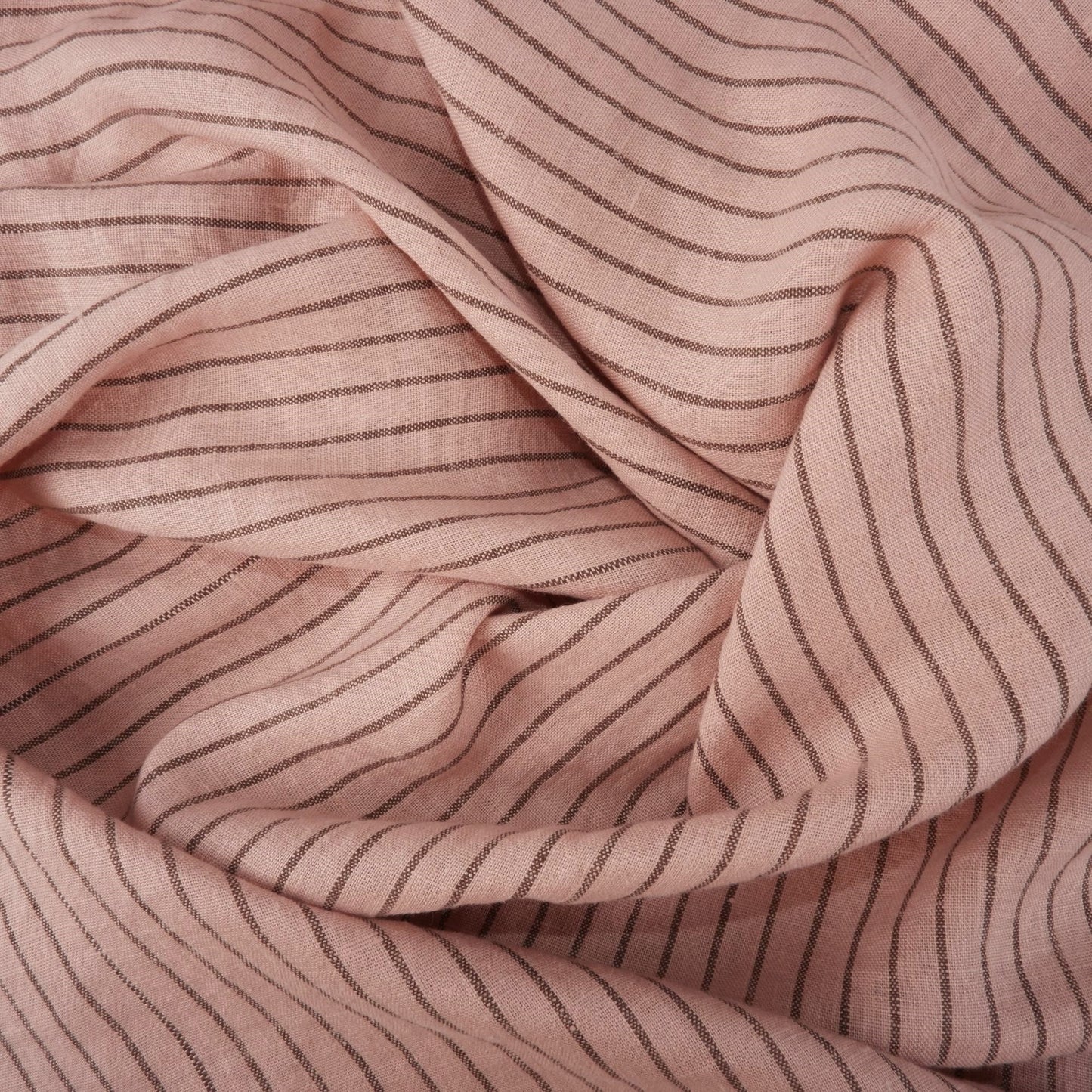 Pink linen fabric with brown stripes - 9933M