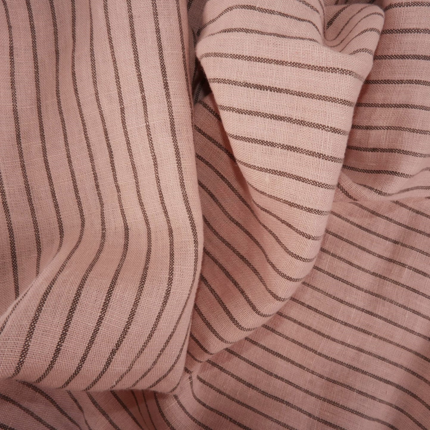 Pink linen fabric with brown stripes - 9933M