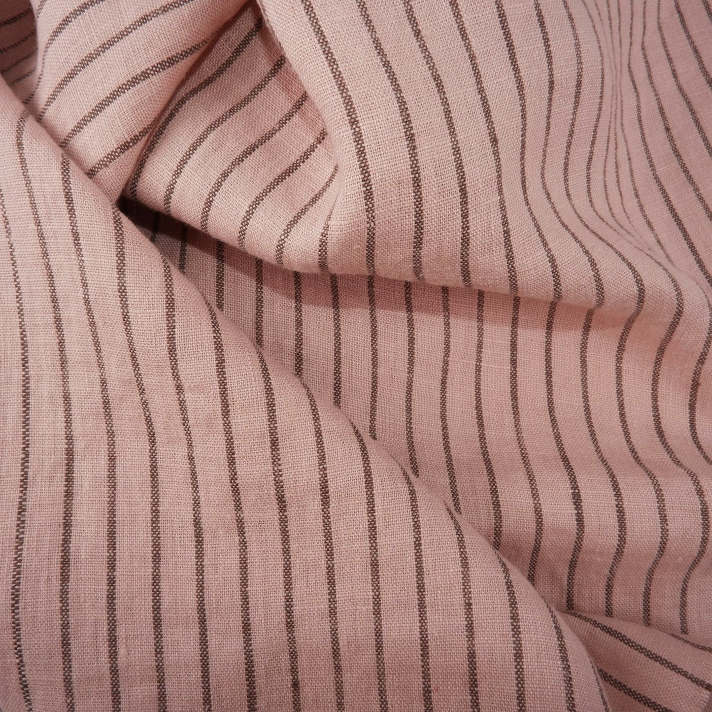 Pink linen fabric with brown stripes - 9933M