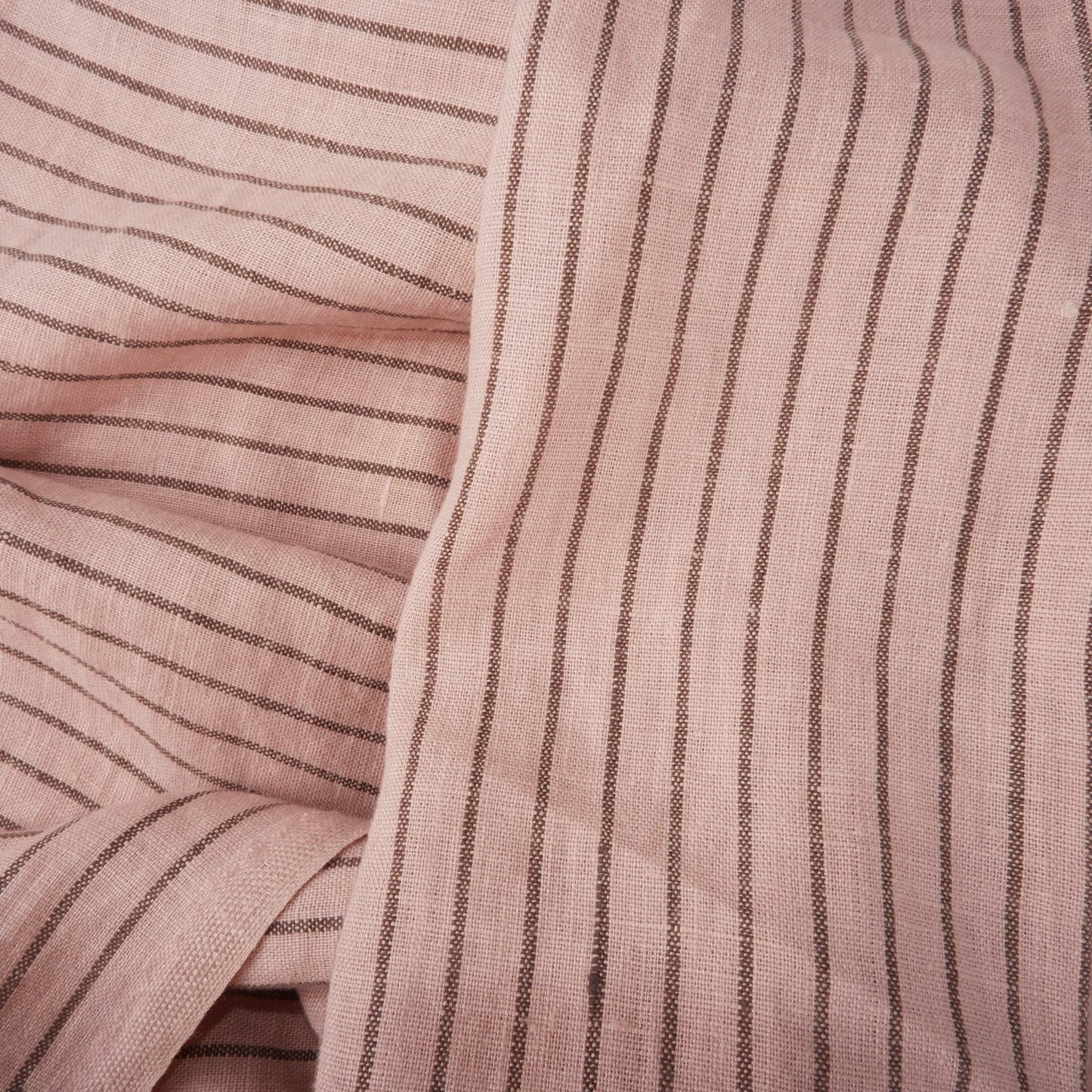 Pink linen fabric with brown stripes - 9933M