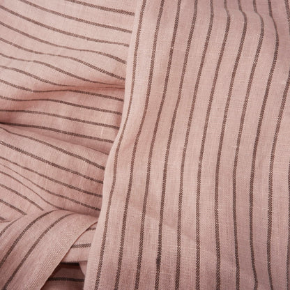 Pink linen fabric with brown stripes - 9933M