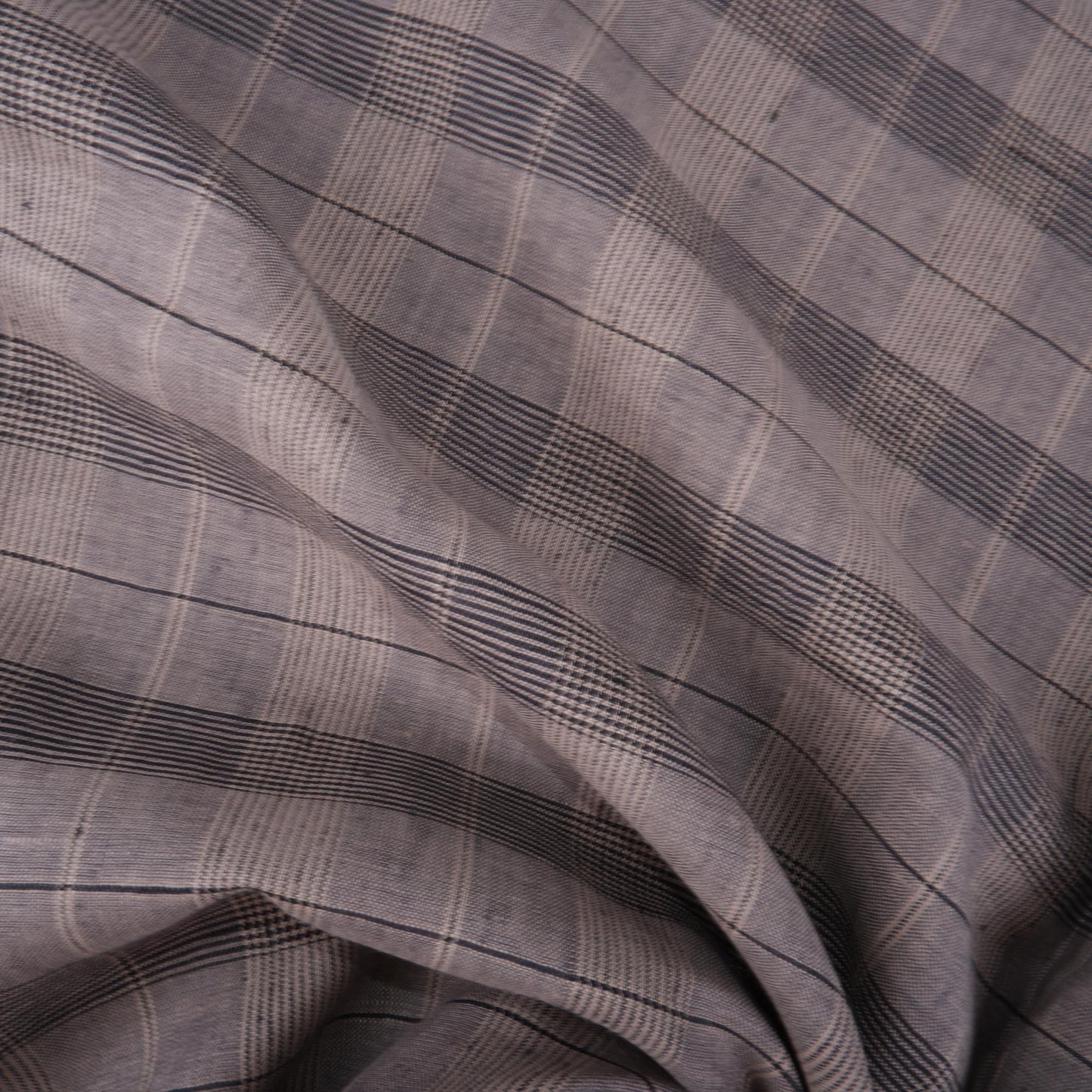 Linen fabric in grey natur checks - 9932