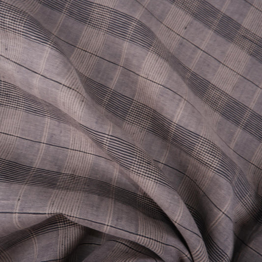 Linen fabric in grey natur checks - 9932