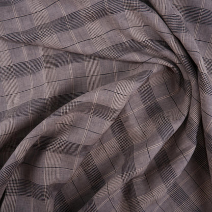 Linen fabric in grey natur checks - 9932