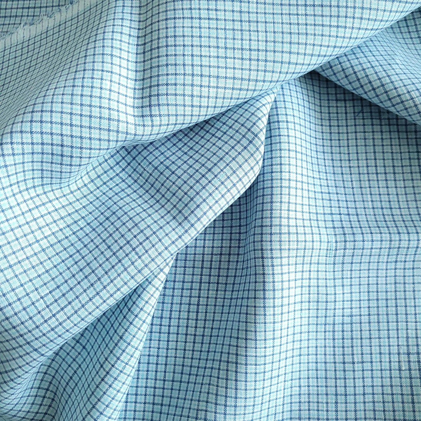 Linen fabric in blue checks - 9931L
