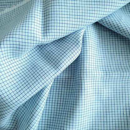 Linen fabric in blue checks - 9931L