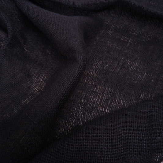 Extra heavy Sheer linen fabric -  Black - prewashed - 9939W
